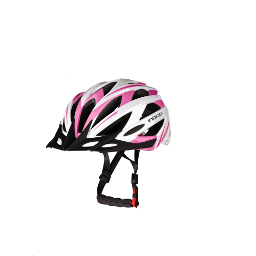 Casco de Bicicleta Adulto con Ventilación INDIGO 55-61 cm Blanco- Rosa