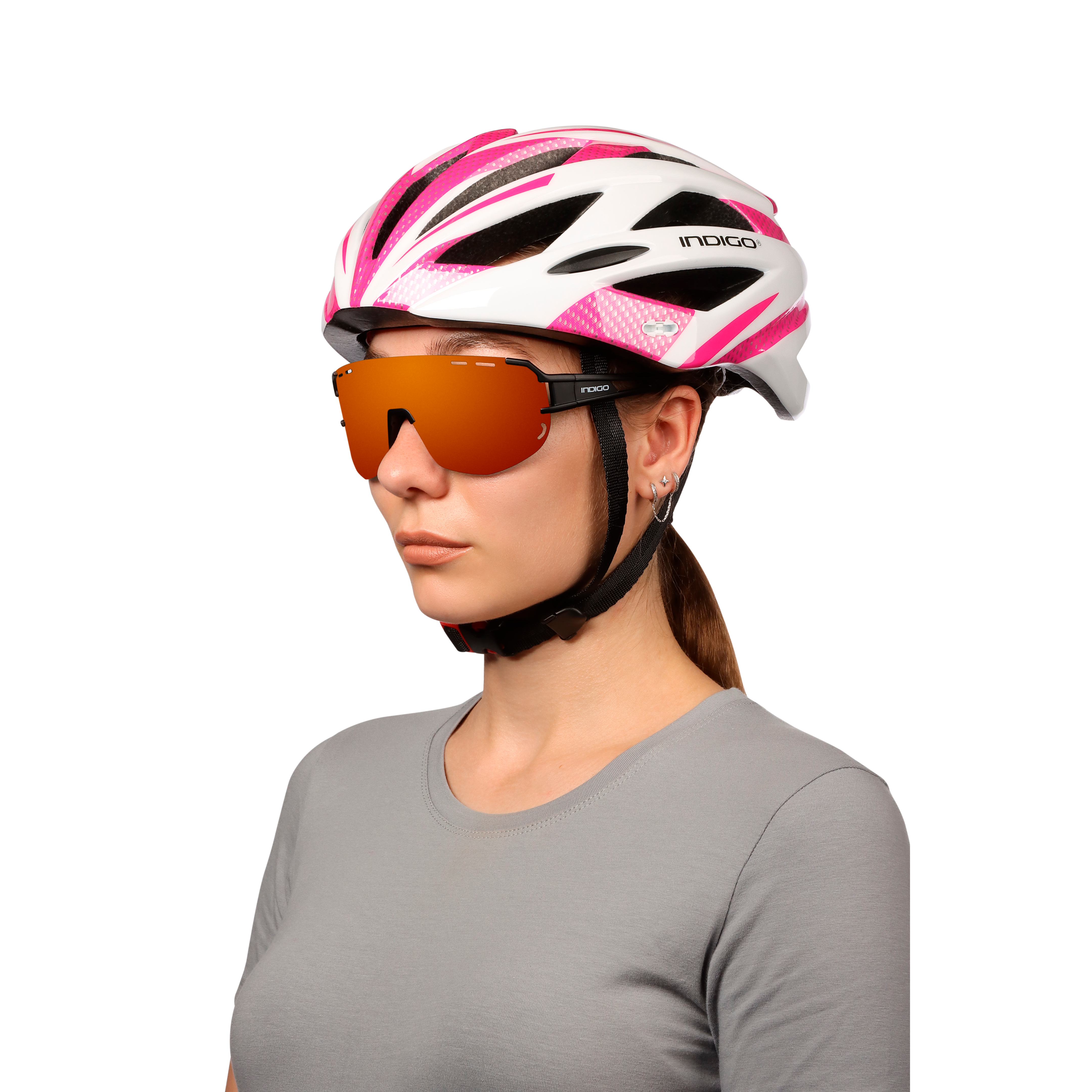 Gafas de Ciclismo INDIGO MOTION Negro Mate-Rojo-Naranja