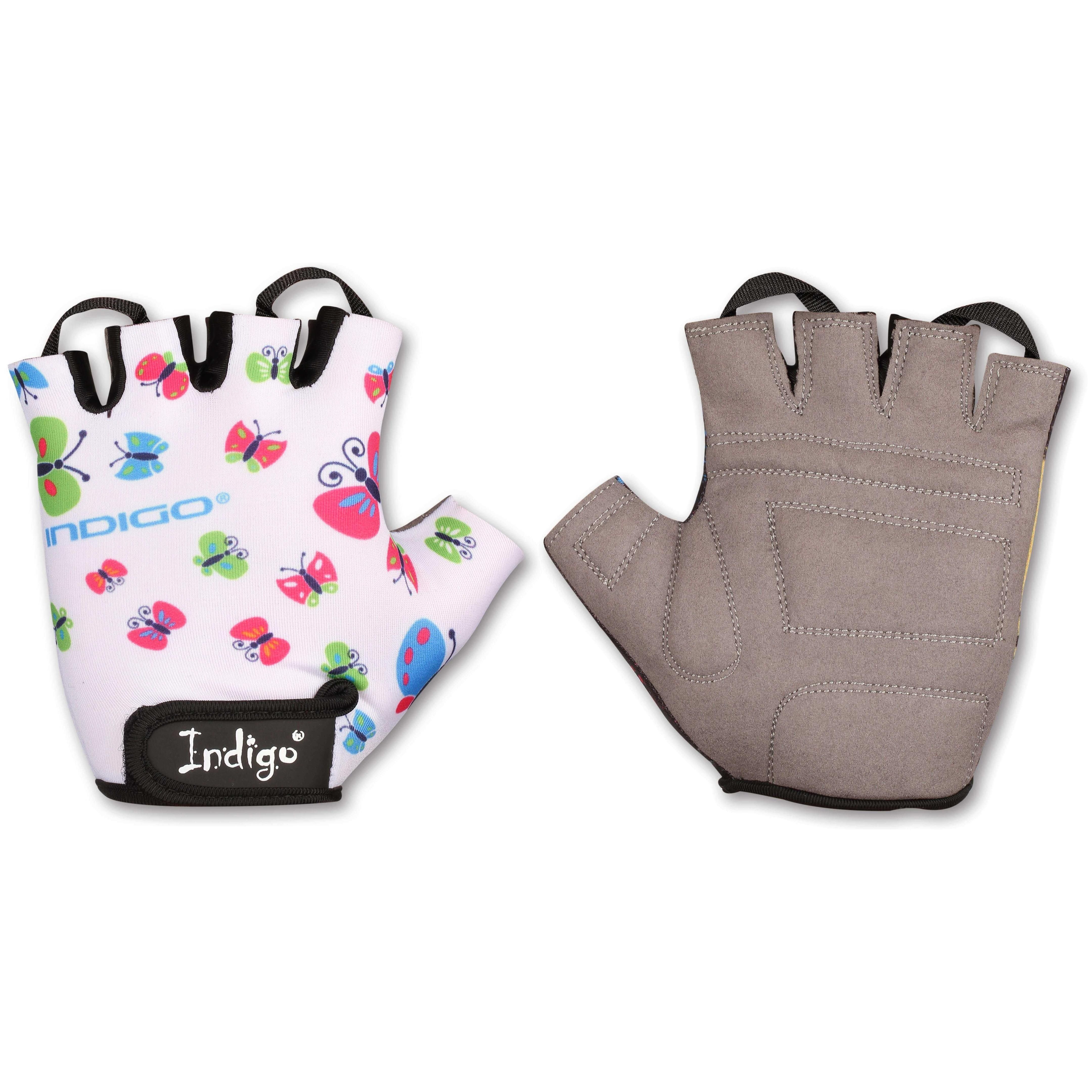 Guantes Ciclismo Infantil BUTTERFLY INDIGO Talle 4XS Blanco