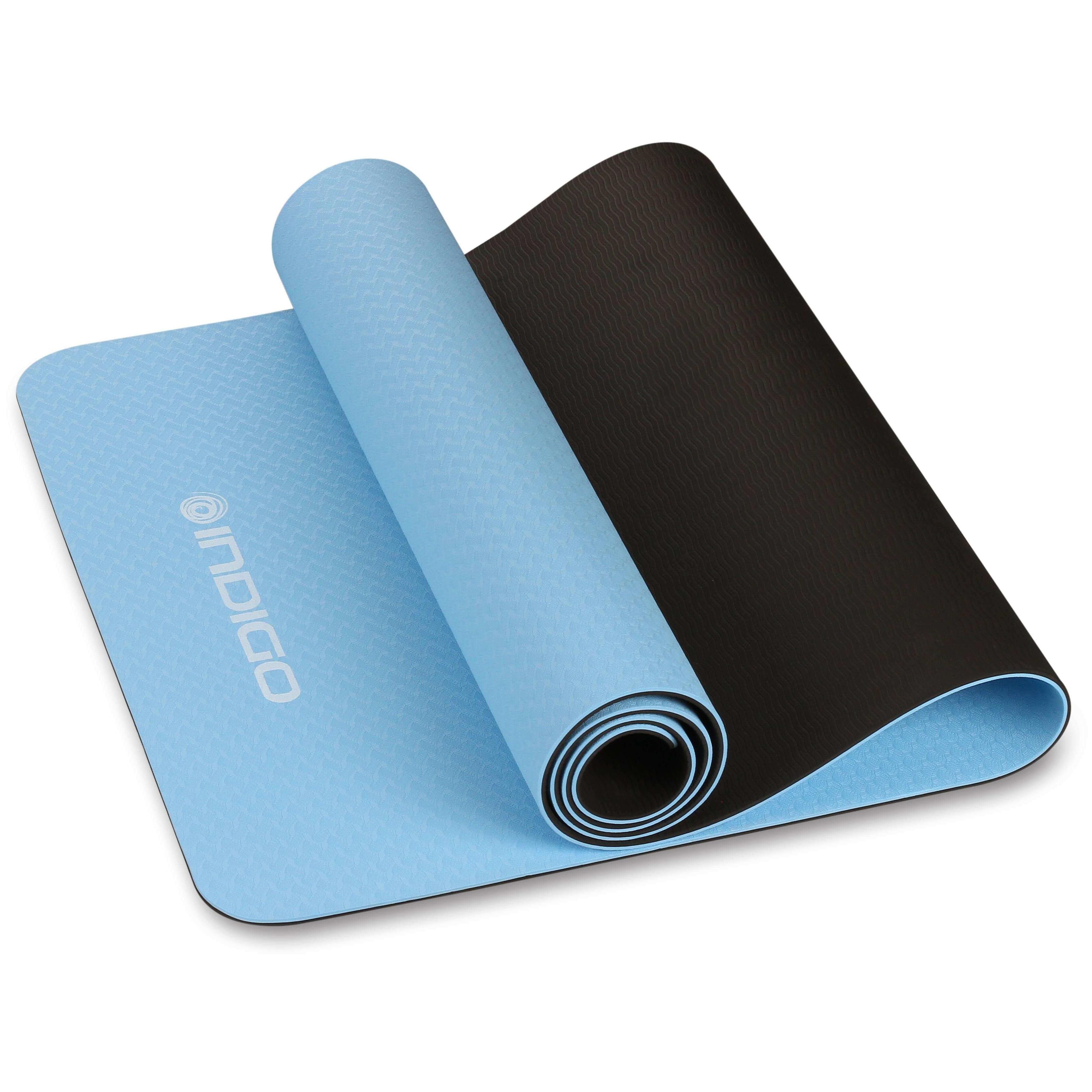 Esterilla de Yoga y Fitness TPE INDIGO Bilateral 173*61*0,5 см Azul Claro-Negro