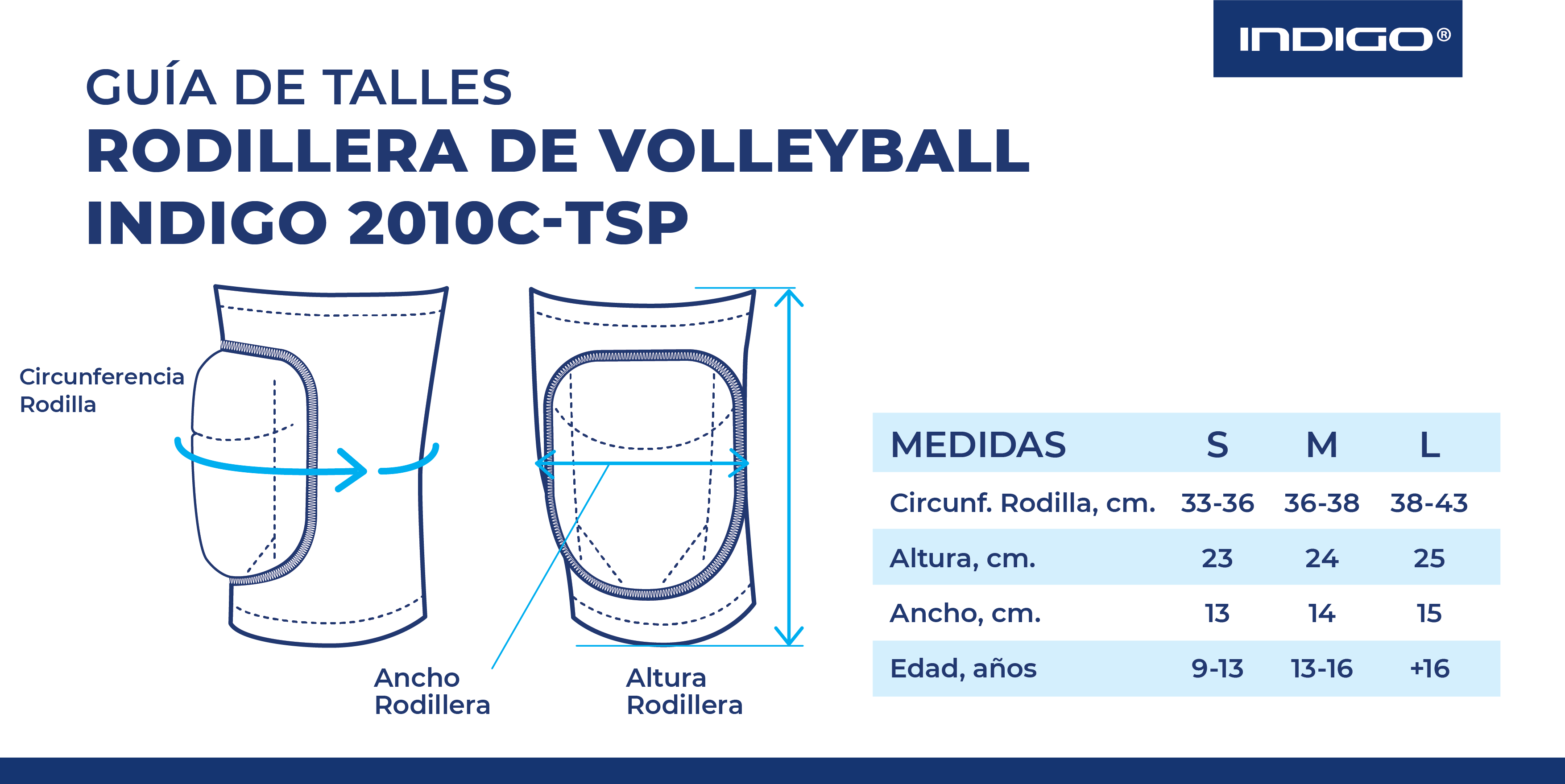 Rodillera Acolchada para Volleyball INDIGO Talle L Negro