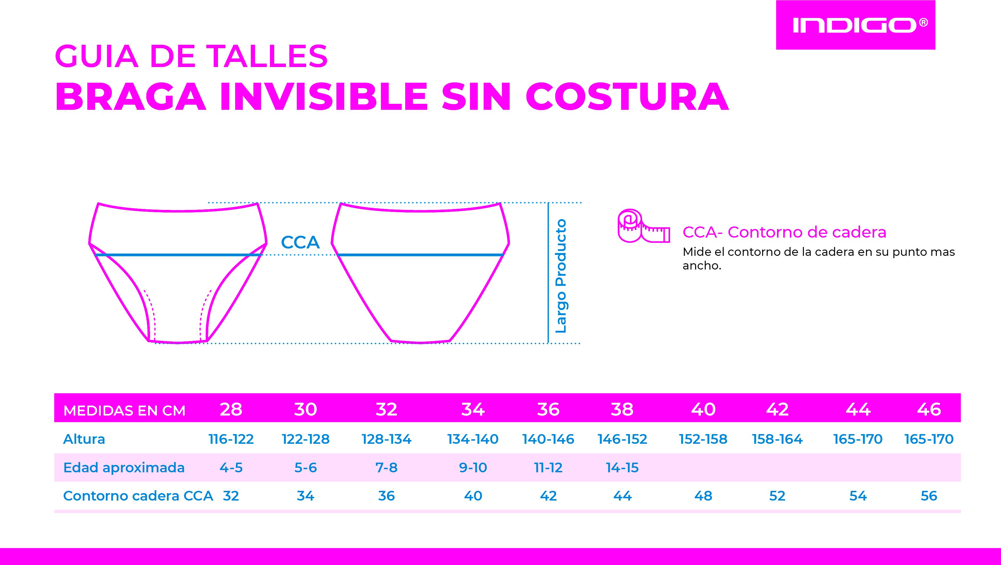 Braga de Gimnasia Invisible Sin Costura INDIGO Talle 42 Beige