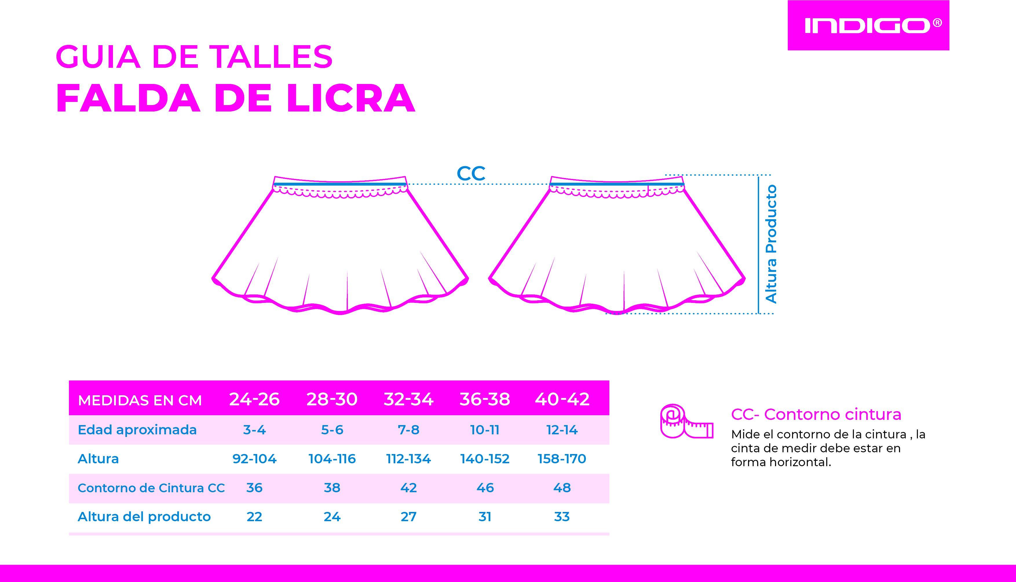 Falda de Gimnasia Rítmica de Licra INDIGO Talle 40/42 Blanco