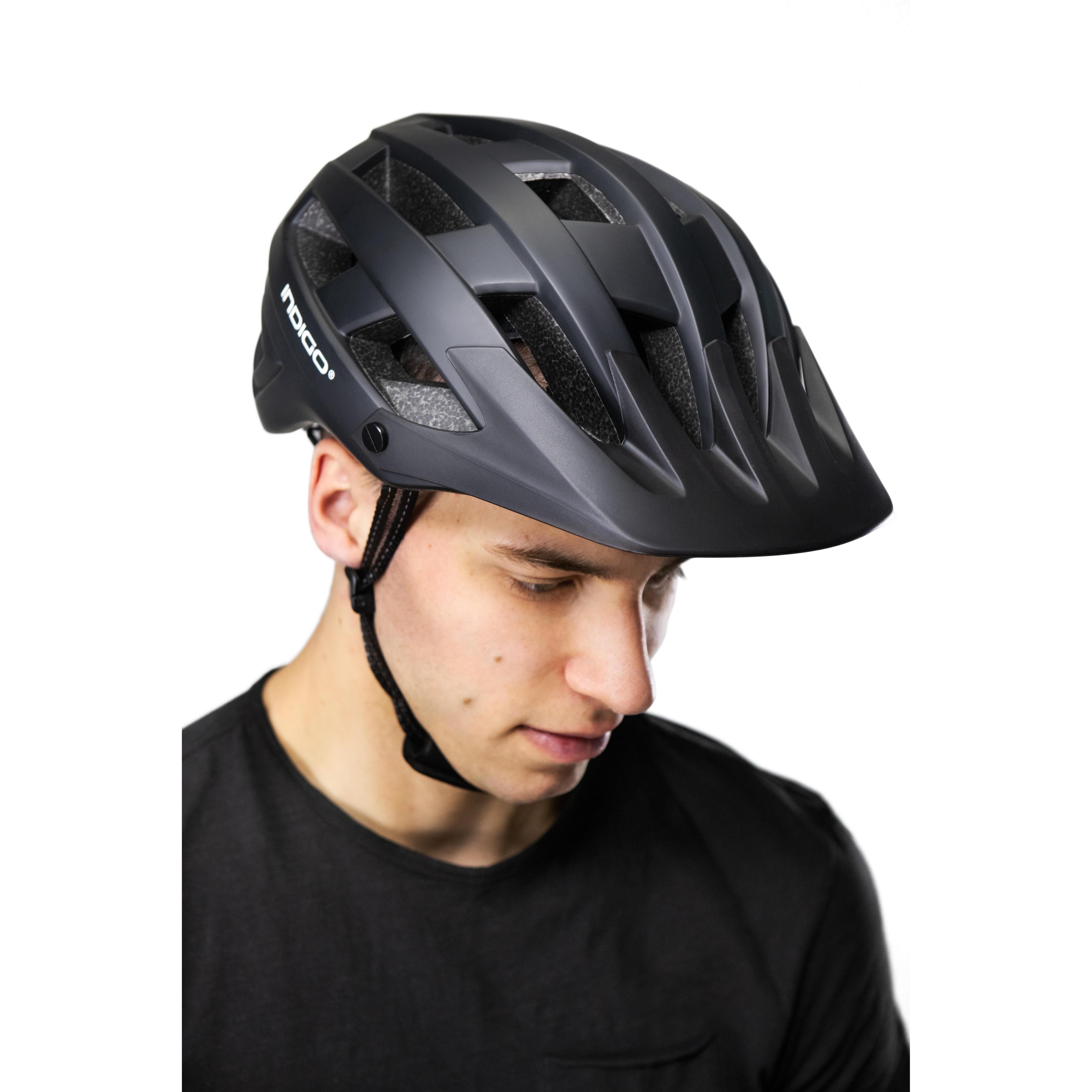 Casco de Bicicleta Adulto con Ventilación INDIGO 55-61 cm Negro Mate