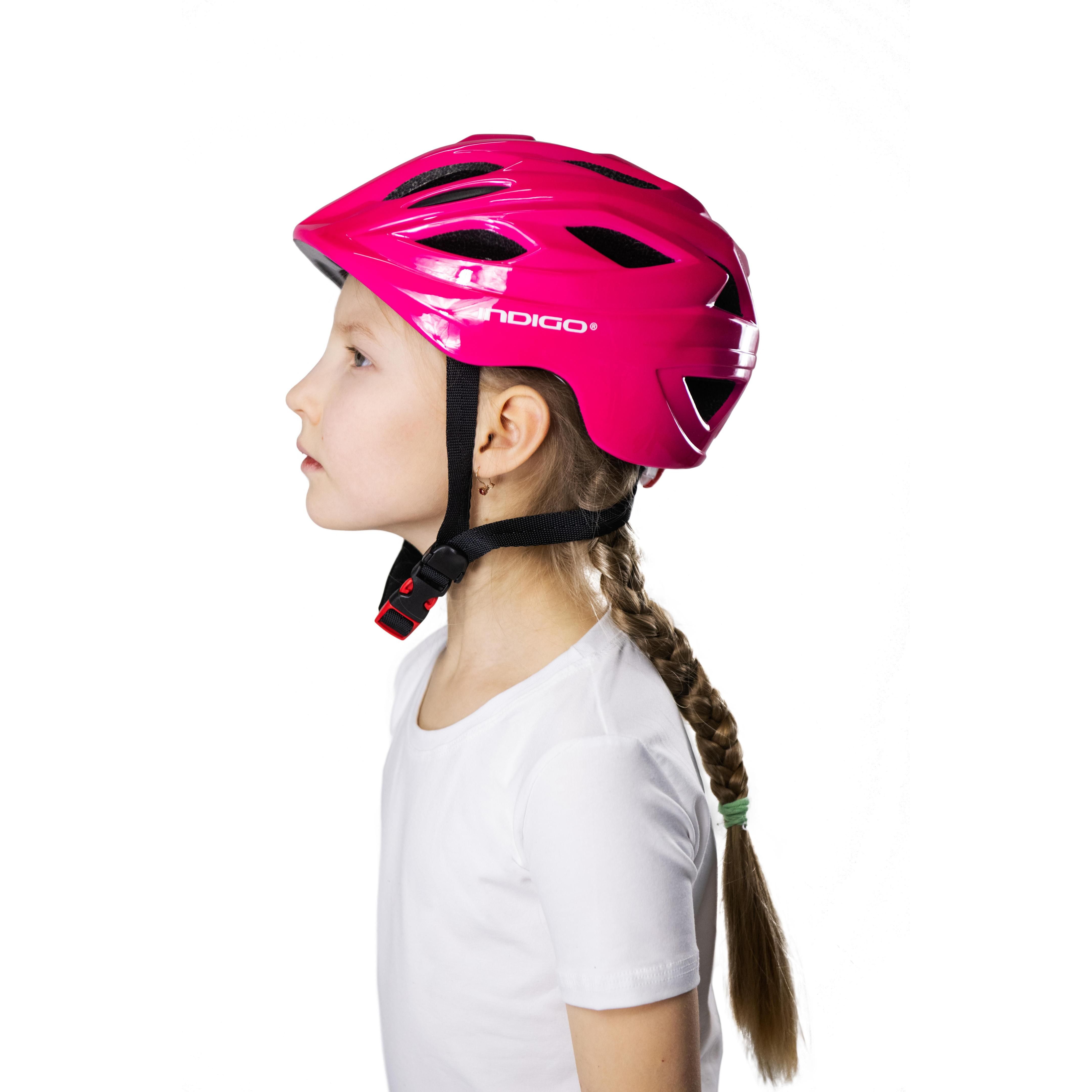 Casco de Bicicleta Infantil con Ventilación INDIGO 51-55 cm Rosa