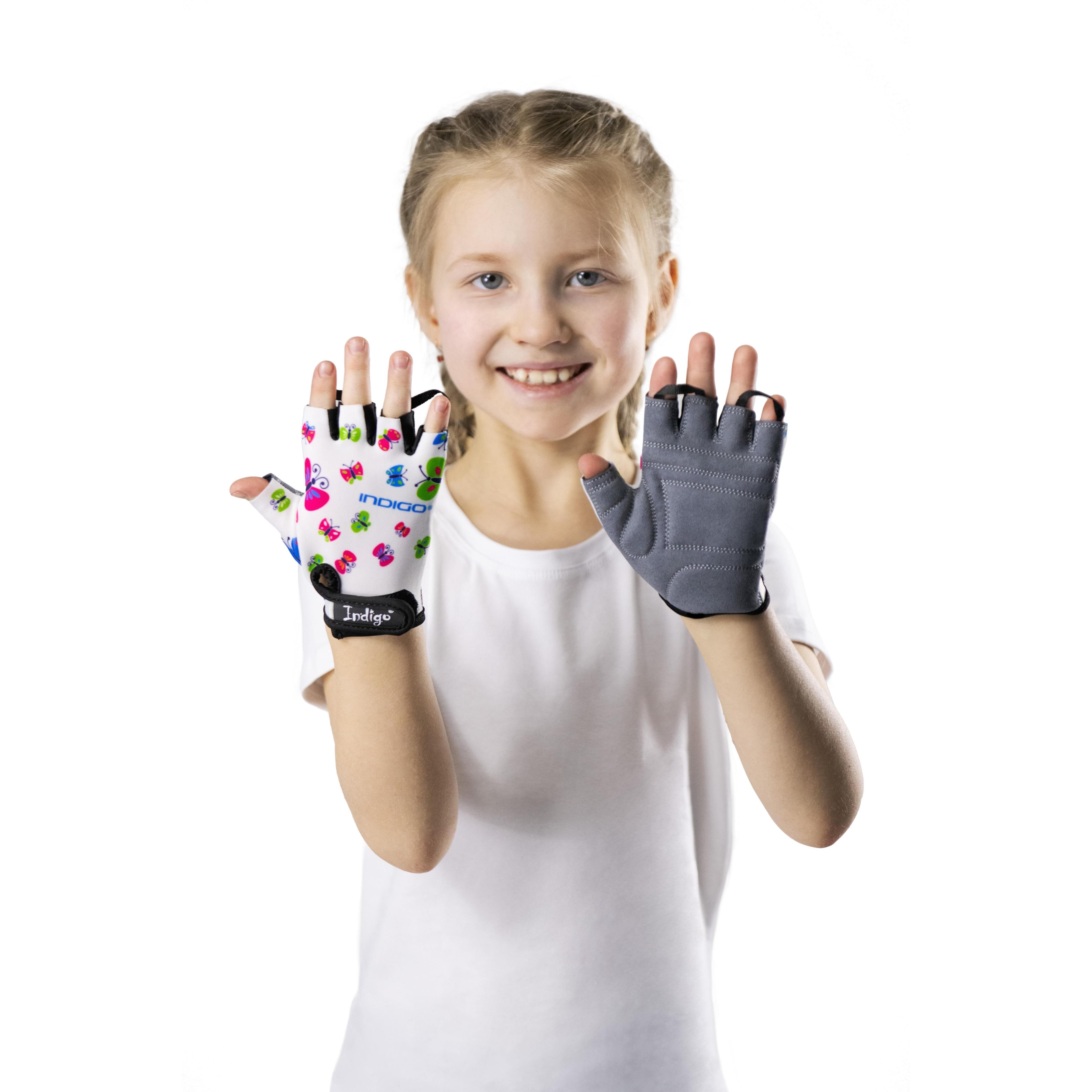 Guantes Ciclismo Infantil BUTTERFLY INDIGO Talle 3XS Blanco